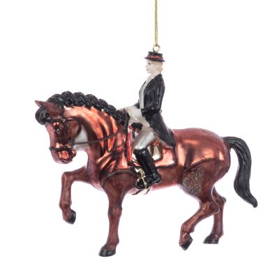 Equestrian Horse & Rider Dressage Christmas Tree Decoration Glass - Floralsilk