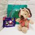 Christmas Brown Dinosaur Plush Soft Toy Keel & Cadburys Selection Box Gift Set