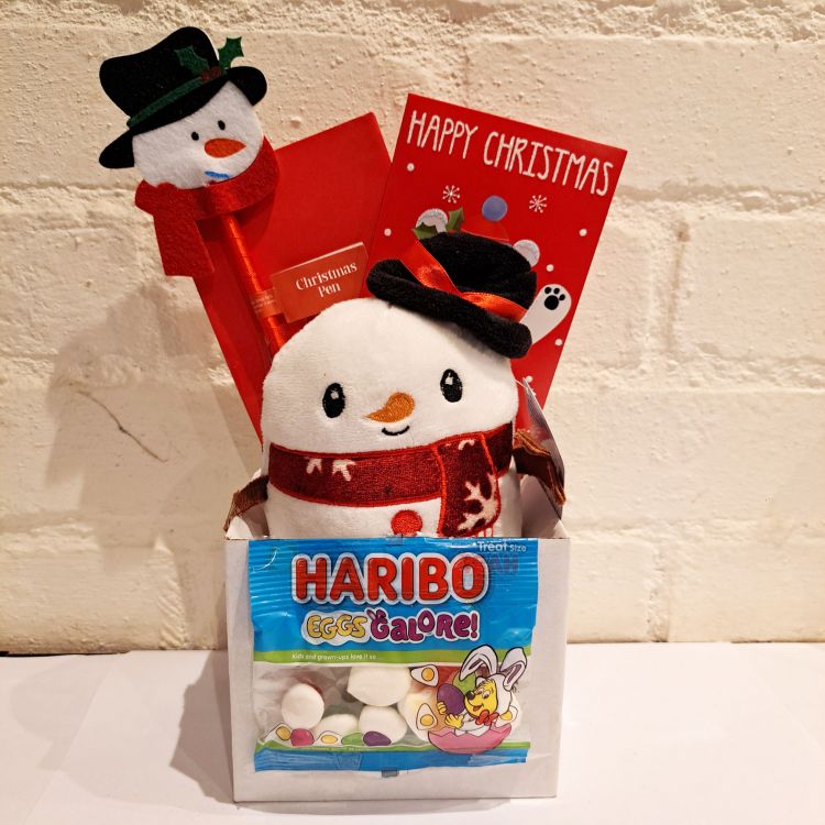 Christmas Kids Snowman Plush, Pen & Haribo Sweets Gift Set | Gift Envy