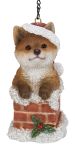 Christmas Fox Cub in Chimney Hanging Decoration H8cm - Vivid Arts BG-HC75-G