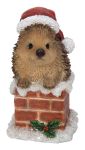 Christmas Hedgehog on Chimney Ornament H8cm - Indoor Outdoor Vivid Arts BG-BC51-G