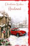 Christmas Card - Large - Husband - Red Car - Glitter - Out of the Blue